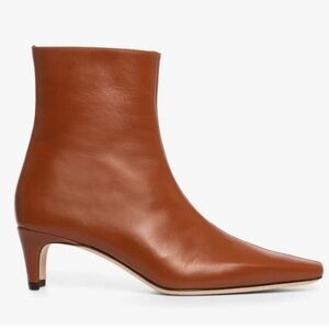STAUD Brown Leather Ankle Boots